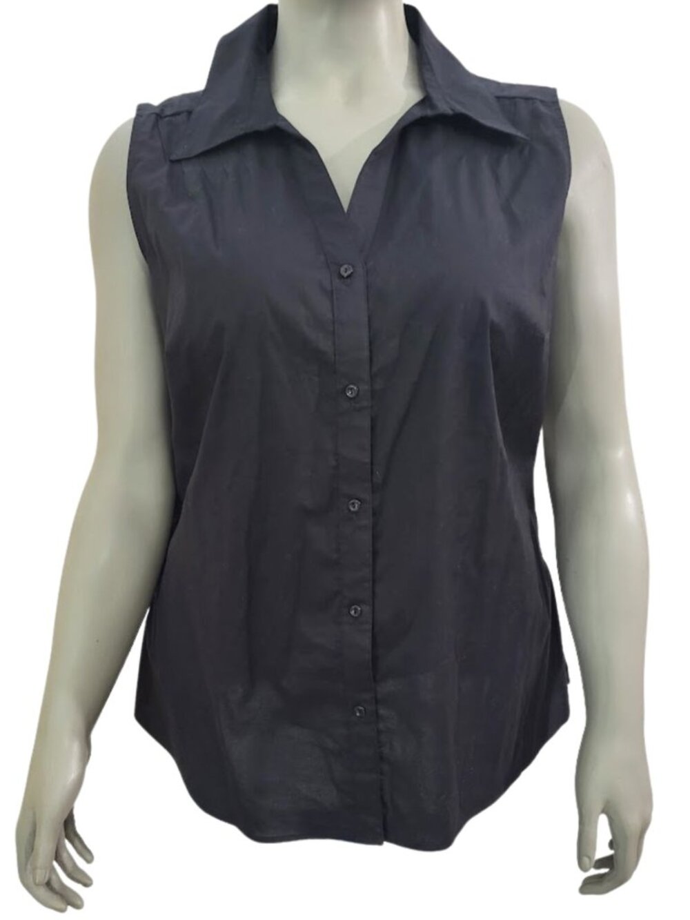 ST JOHN'S BAY Black Sleeveless Button-Down Blouse Top - Plus Size Women's 1X